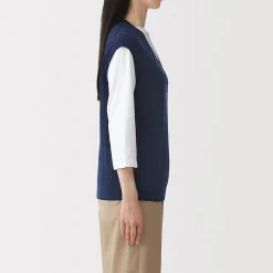 Gilet en tricot torsadé de mélange de coton pour femme