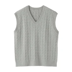 Gilet en tricot torsadé de mélange de coton pour femme
