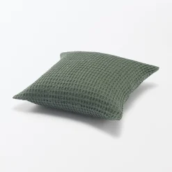 Housse de coussin gaufrée en coton biologique lavé