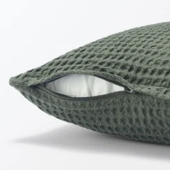 Housse de coussin gaufrée en coton biologique lavé