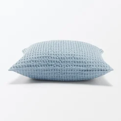 Housse de coussin gaufrée en coton biologique lavé