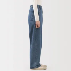 Jean denim coupe large en kapok mélangé pour femme