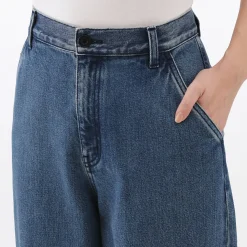 Jean denim coupe large en kapok mélangé pour femme