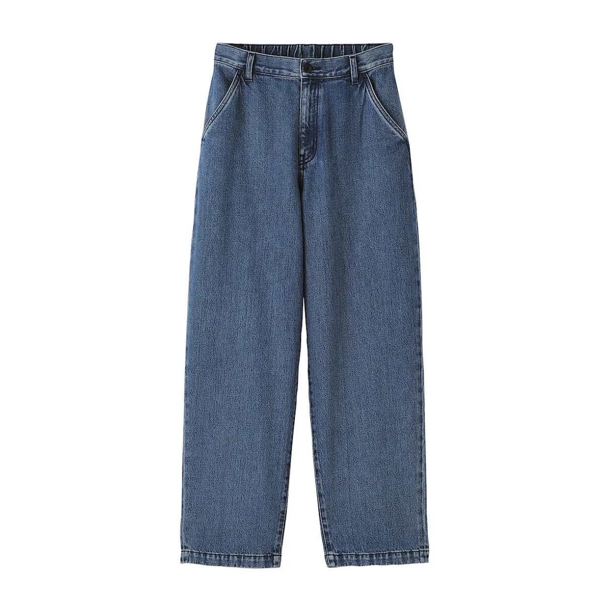 Jean denim coupe large en kapok mélangé pour femme