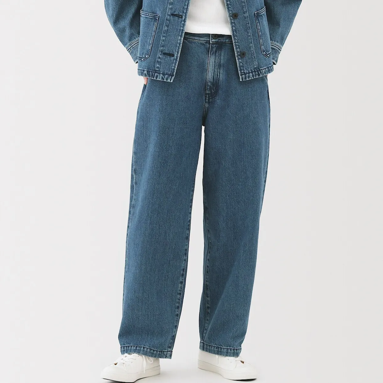 Jean denim coupe large en kapok mélangé pour femme