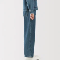 Jean denim coupe large en kapok mélangé pour femme