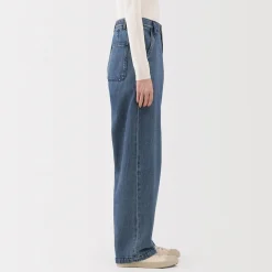 Jean denim coupe large en kapok mélangé pour femme