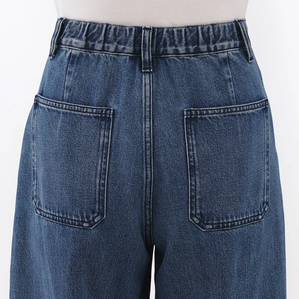 Jean denim coupe large en kapok mélangé pour femme