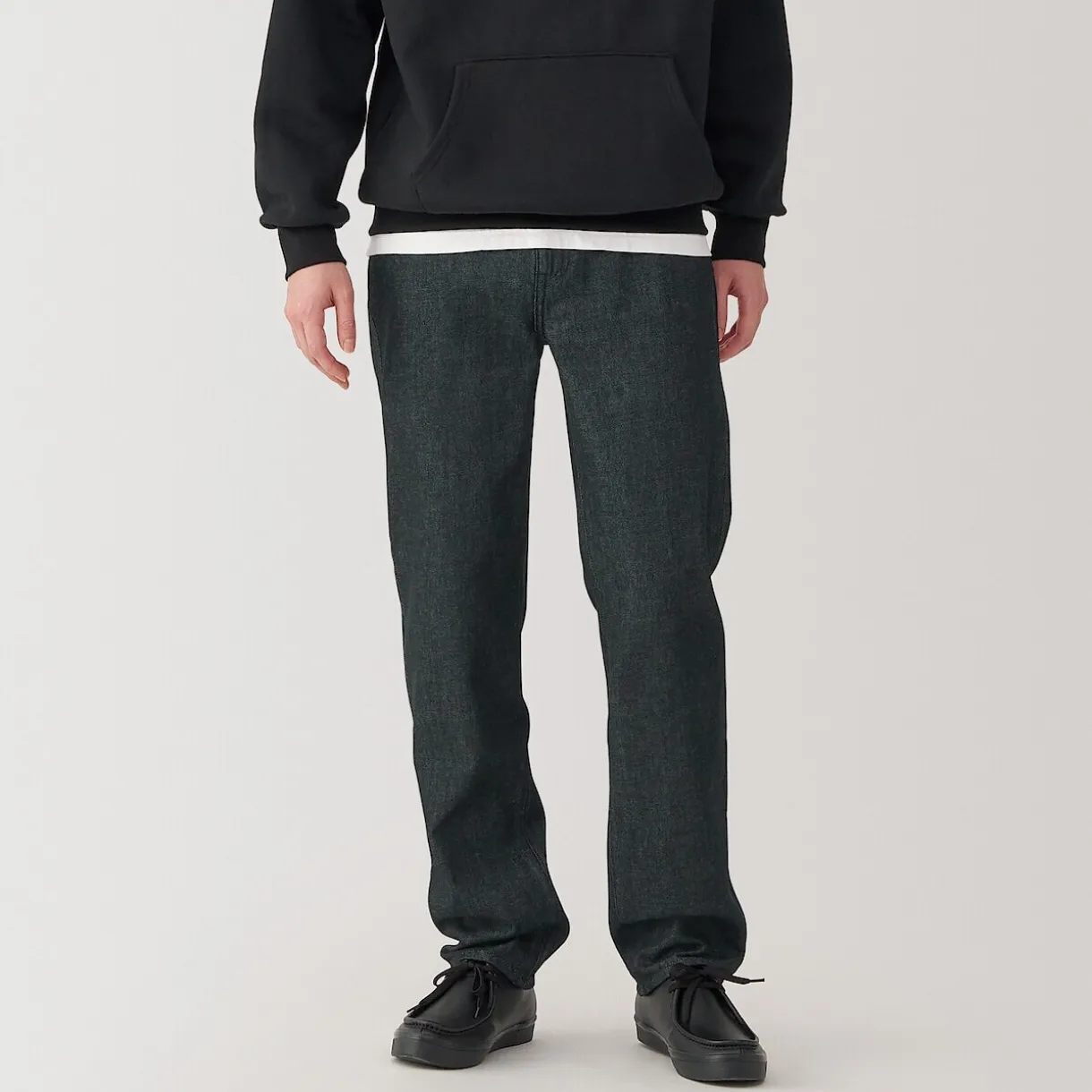 Jeans à Jambe Droite en Mélange de Kapok pour Homme ‐ Noir