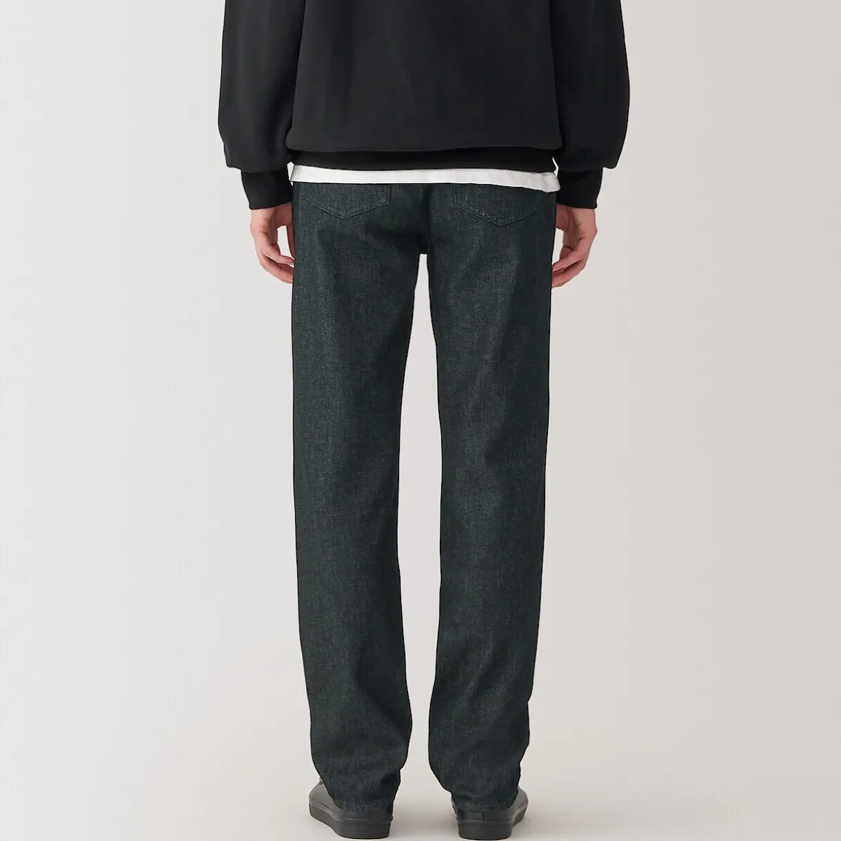 Jeans à Jambe Droite en Mélange de Kapok pour Homme ‐ Noir