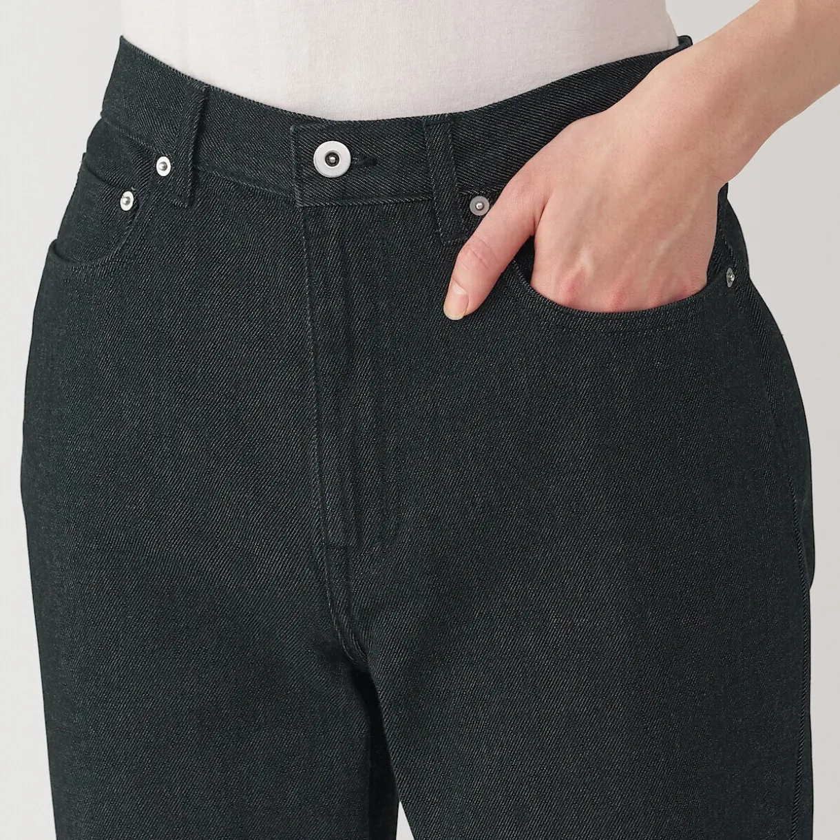 Jeans à Jambe Droite en Mélange de Kapok pour Homme ‐ Noir