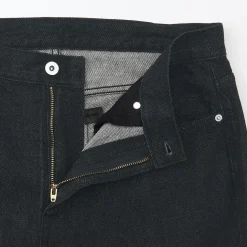 Jeans à Jambe Droite en Mélange de Kapok pour Homme ‐ Noir