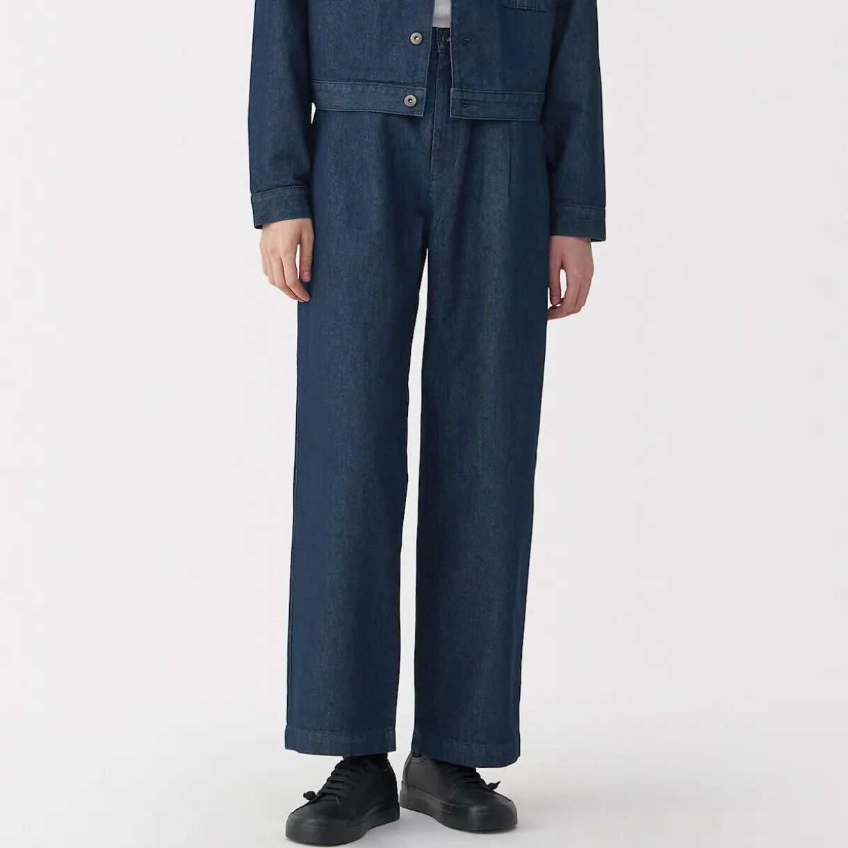 Jeans en washi et denim pour femme ‐ Bleu marine foncé