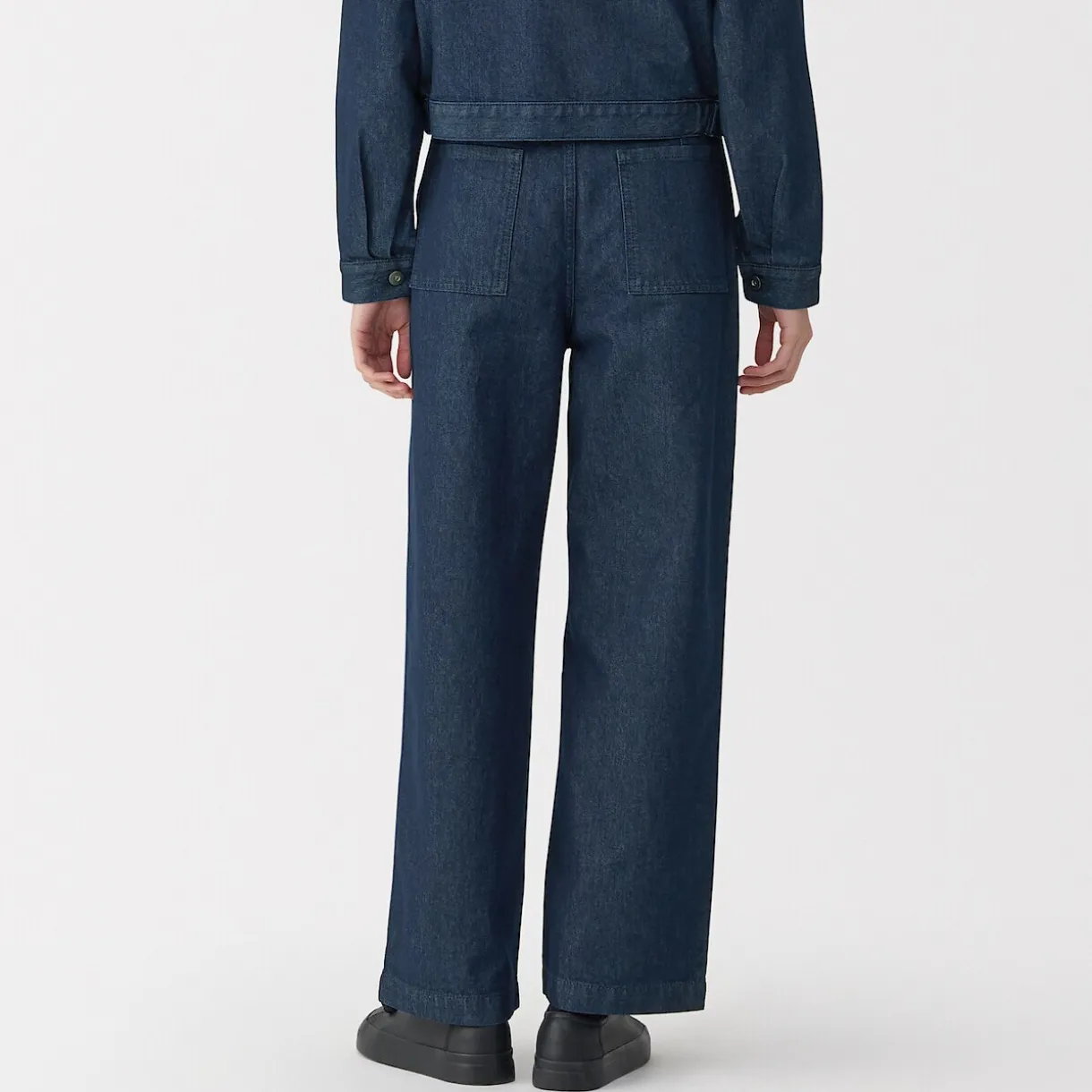 Jeans en washi et denim pour femme ‐ Bleu marine foncé