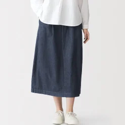 Jupe midi confort en denim délavé pour femme