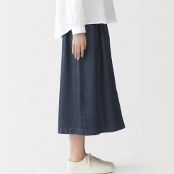 Jupe midi confort en denim délavé pour femme