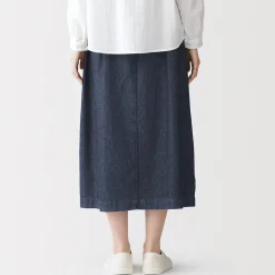 Jupe midi confort en denim délavé pour femme