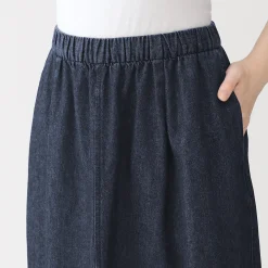 Jupe midi confort en denim délavé pour femme
