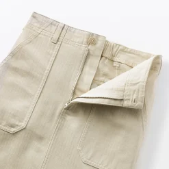 Jupe midi coupe droite avec motif de chevrons et en coton pour femme