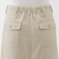 Jupe midi coupe droite avec motif de chevrons et en coton pour femme