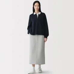 Jupe midi en sweat léger et coton mélangé pour femme