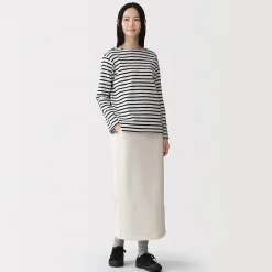 Jupe midi en sweat léger et coton mélangé pour femme