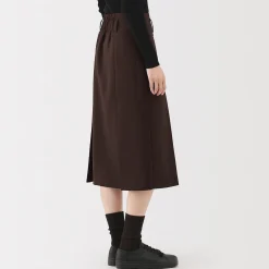 Jupe midi plissée en sergé de polyester pour femme
