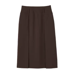 Jupe midi plissée en sergé de polyester pour femme