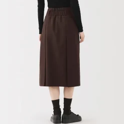 Jupe midi plissée en sergé de polyester pour femme