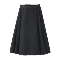 Jupe midi plissée et évasée en sergé de coton mélangé pour femme