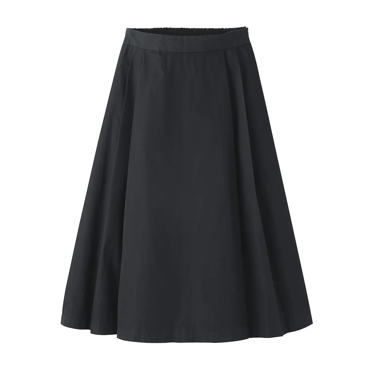 Jupe midi plissée et évasée en sergé de coton mélangé pour femme