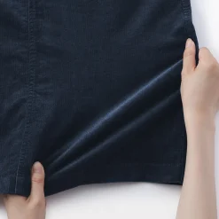 Jupe midi taille haute en velours côtelé extensible pour femme