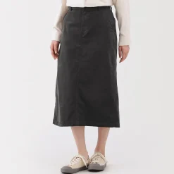 Jupe midi taille haute en velours côtelé extensible pour femme