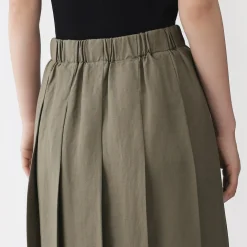 Jupe plissée en lin et lyocell pour femme