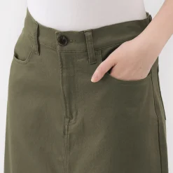 Jupe trapèze en chino extensible pour femme