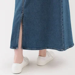 Jupe trapèze en denim extensible pour femme