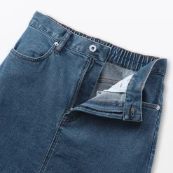 Jupe trapèze en denim extensible pour femme