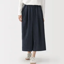 Jupe-culotte légère en denim de kapok mélangé pour femme