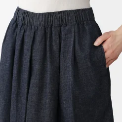 Jupe-culotte légère en denim de kapok mélangé pour femme