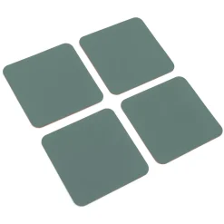 Lot de 4 dessous de verre rectangulaires en cuir recyclé, Eukalyptus
