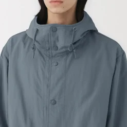Manteau à capuche en nylon recyclé déperlant pour homme