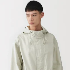Manteau à capuche en toile de coton léger pour homme