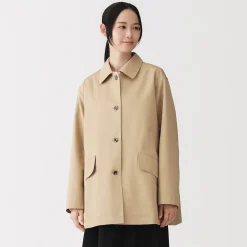 Manteau à col montant déperlant en sergé de coton pour femme