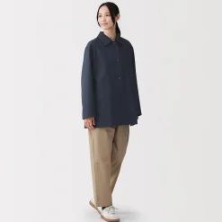 Manteau à col montant déperlant en sergé de coton pour femme
