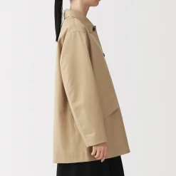 Manteau à col montant déperlant en sergé de coton pour femme