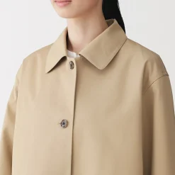 Manteau à col montant déperlant en sergé de coton pour femme