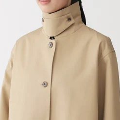 Manteau à col montant déperlant en sergé de coton pour femme