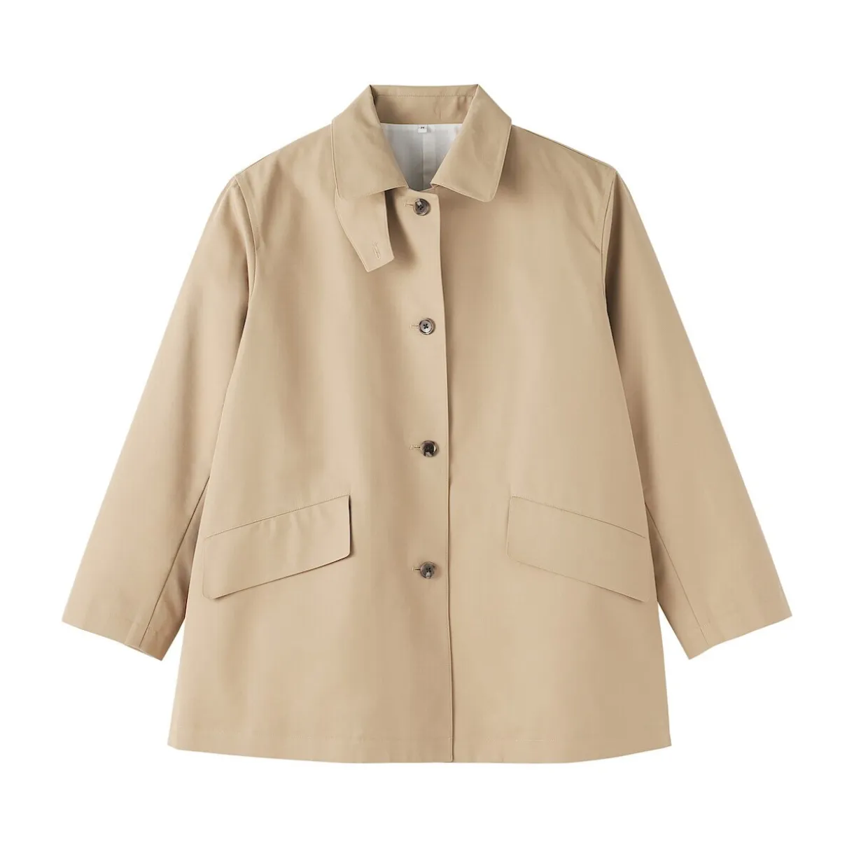 Manteau à col montant déperlant en sergé de coton pour femme