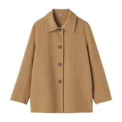 Manteau court en mélange de laine mérinos pour femme