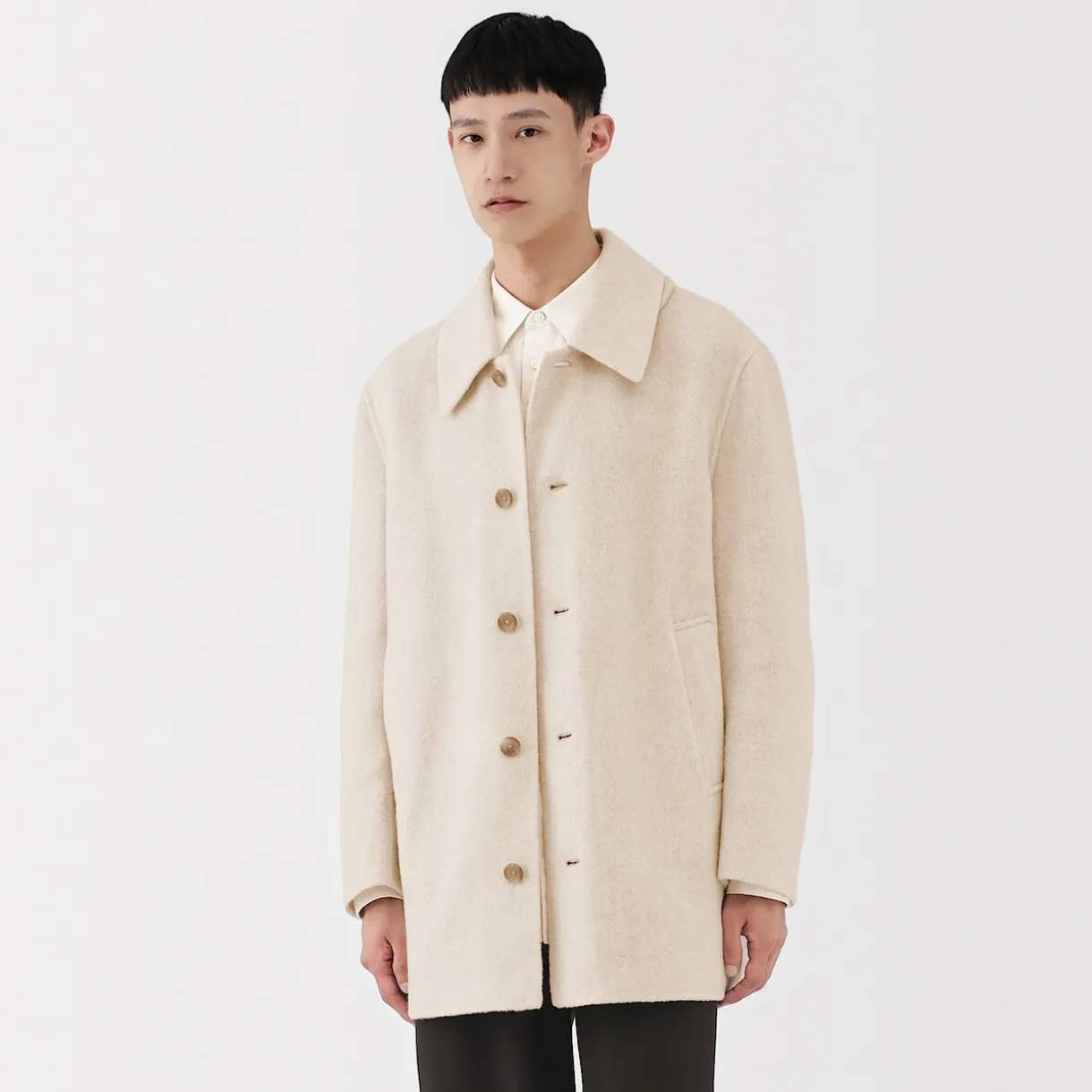 Manteau droit en cachemire recyclé pour homme